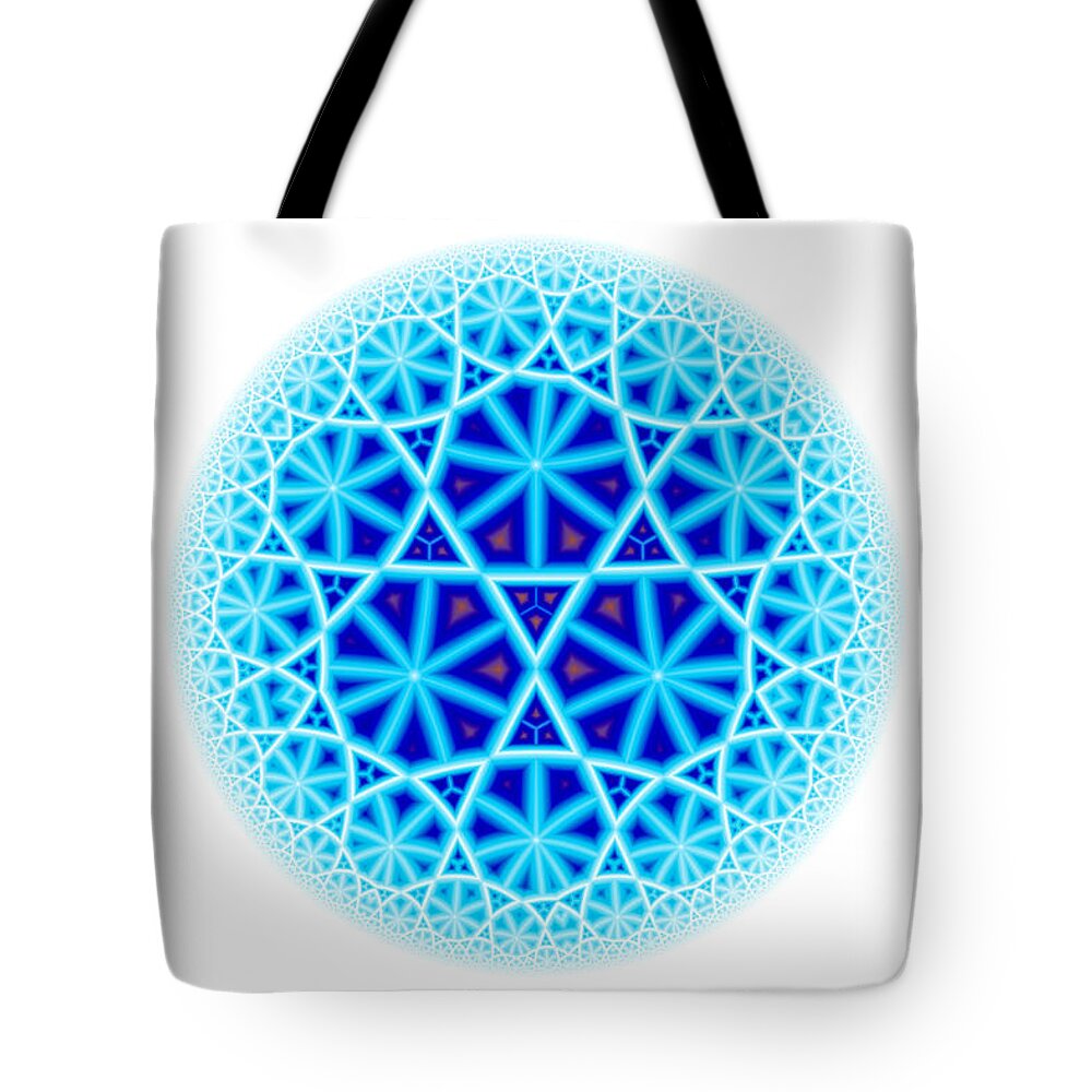 Mandala Tote Bag featuring the digital art Fractal Escheresque Winter Mandala 4 by Hakon Soreide