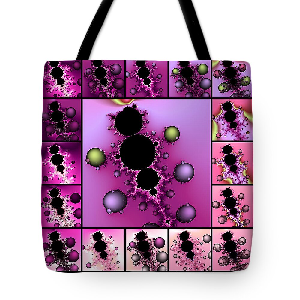 Pink Tote Bag featuring the digital art Fractal Quilt 4 by Ann Stretton