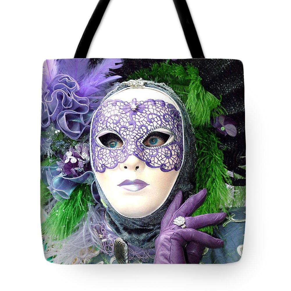 Venice Carnival Tote Bag featuring the photograph Francine's Purple Glove by Donna Corless