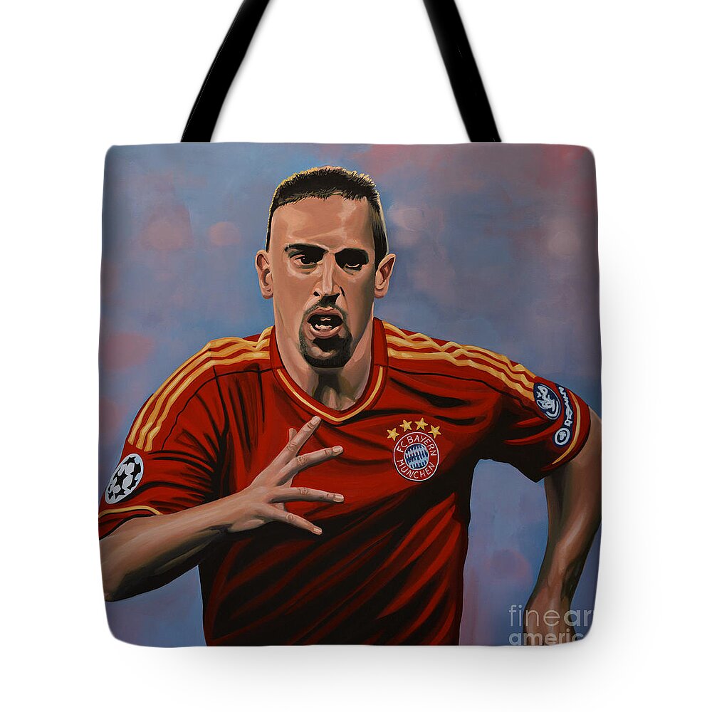 Franck Ribery Tote Bag featuring the painting Franck Ribery by Paul Meijering