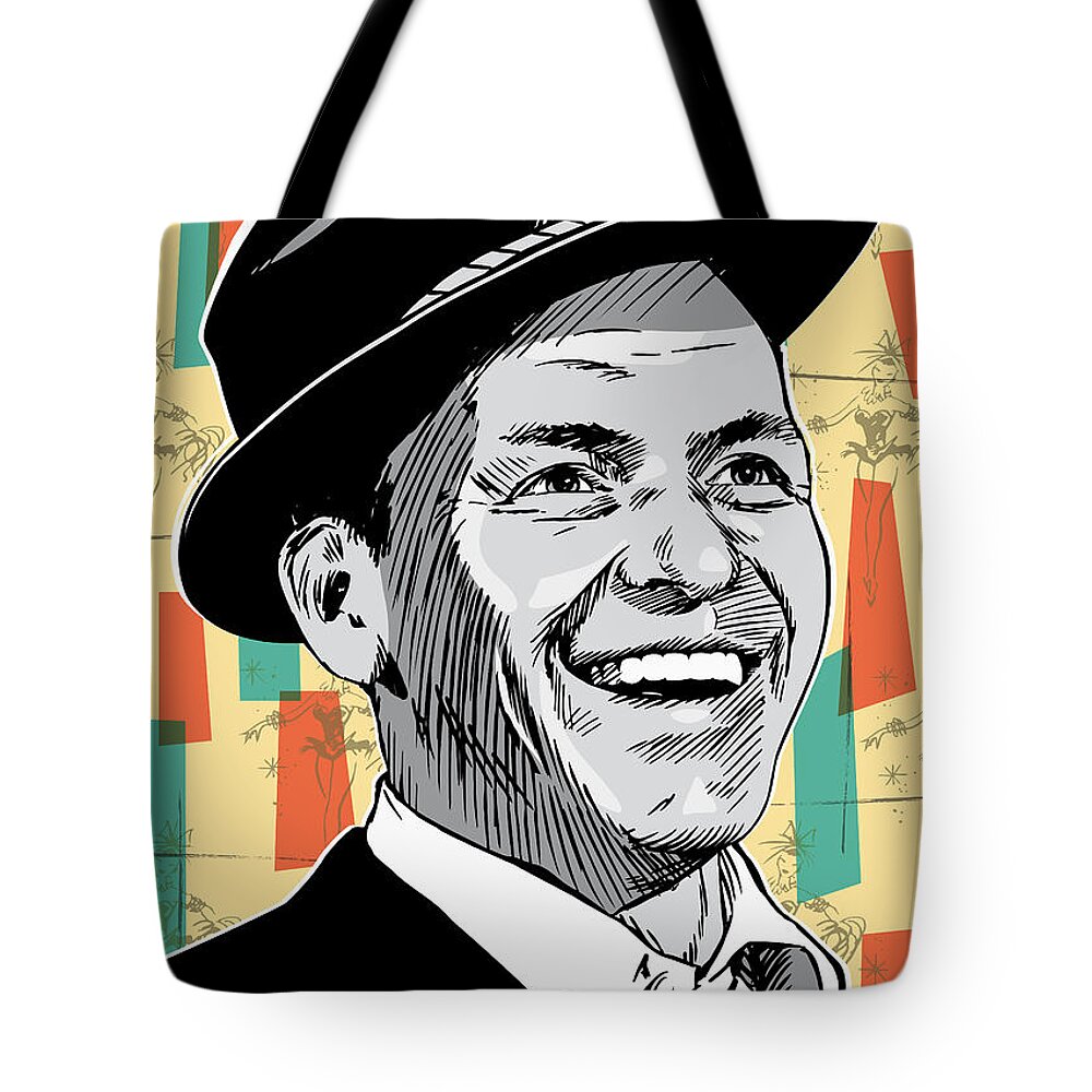 Music Tote Bag featuring the digital art Frank Sinatra Pop Art by Jim Zahniser