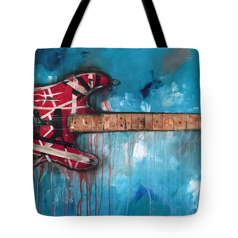 Van Halen Tote Bag featuring the painting Frankenstrat by Sean Parnell