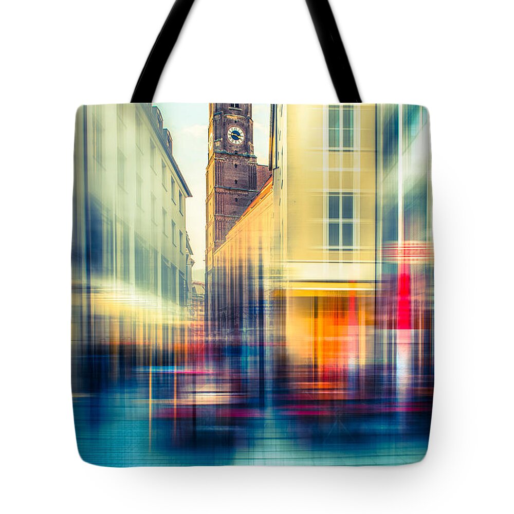 People Tote Bag featuring the photograph Frauenkirche - Munich V - vintage by Hannes Cmarits