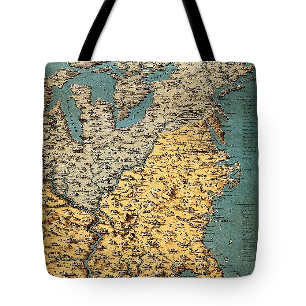 Historic Tote Bag featuring the photograph Free And Slave States Of America, C by Wellcome Images