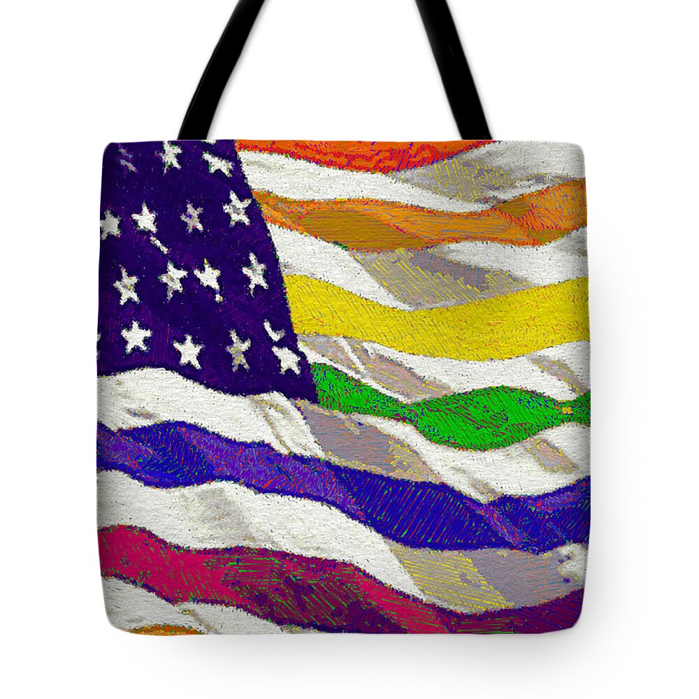 Flag Tote Bag featuring the painting Freedom by Tony Rubino