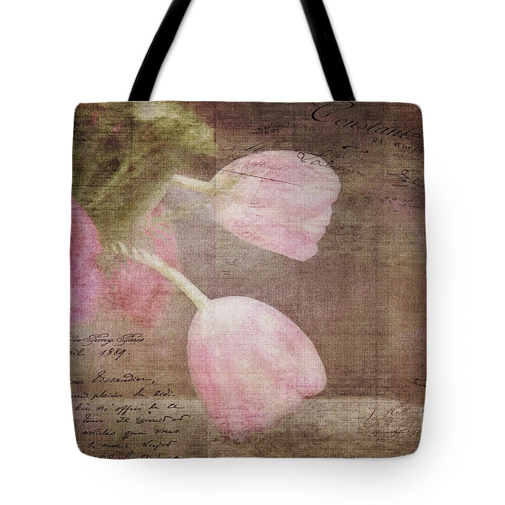 Tulips Tote Bag featuring the digital art French Tulips by Jayne Carney