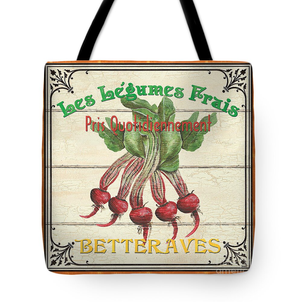 Beets Tote Bag featuring the painting French Vegetable Sign 4 by Debbie DeWitt