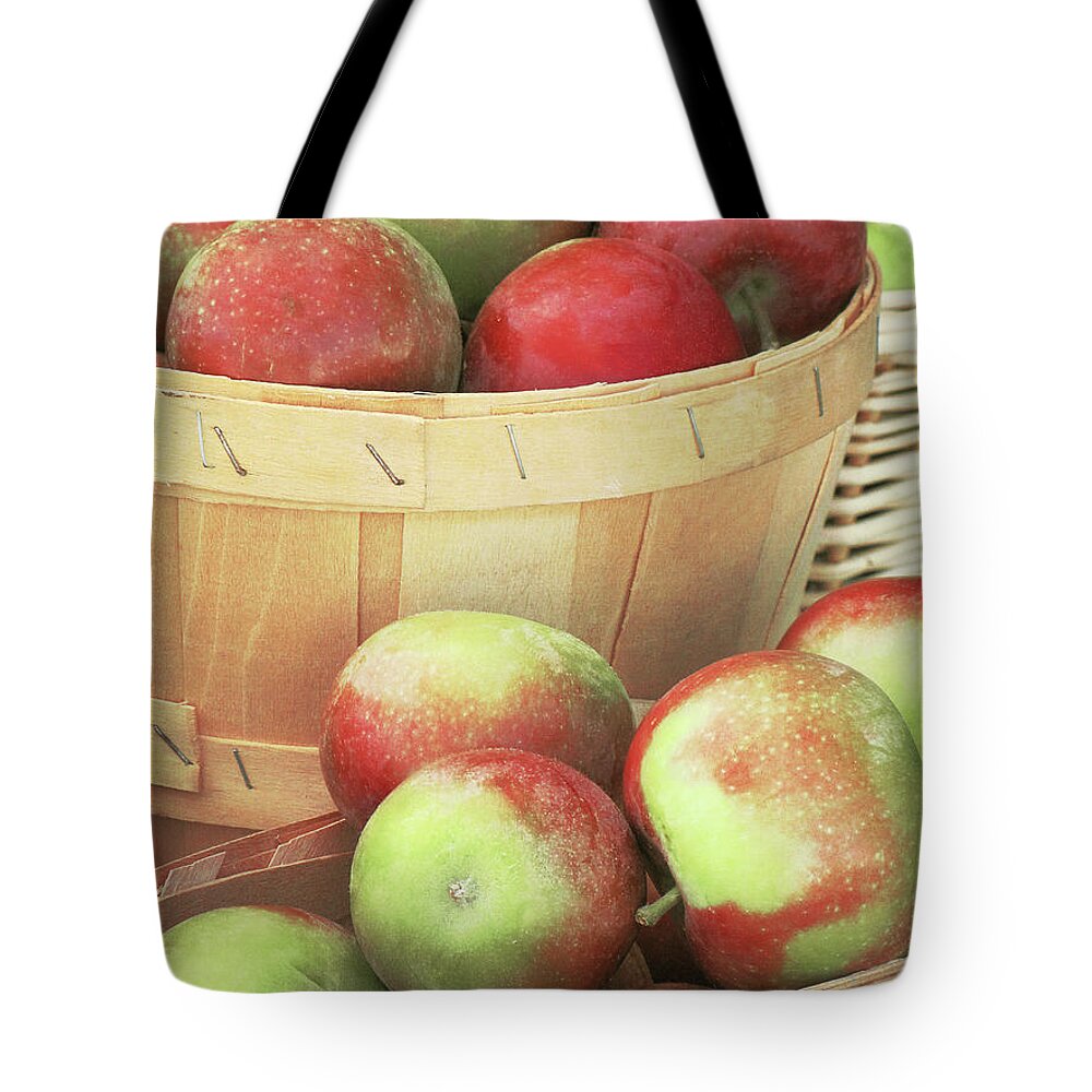Retail Tote Bag featuring the photograph Fresh Apples In Wood Baskets by Francois Dion