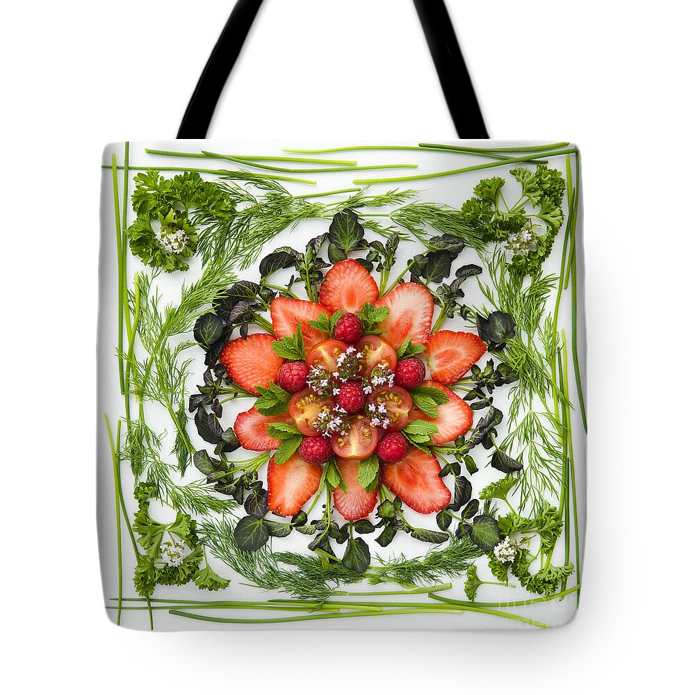 Arranged Tote Bag featuring the photograph Fresh Fruit Salad by Anne Gilbert