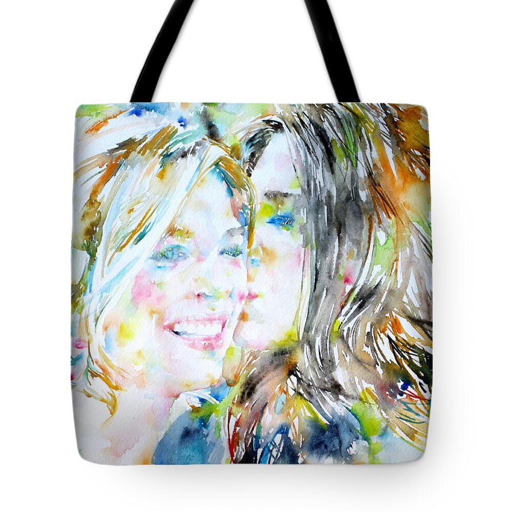 Girl Tote Bag featuring the painting Friends by Fabrizio Cassetta