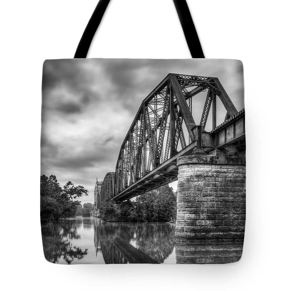 Bridge Tote Bag featuring the photograph Frisco Bridge in Monochrome by James Barber