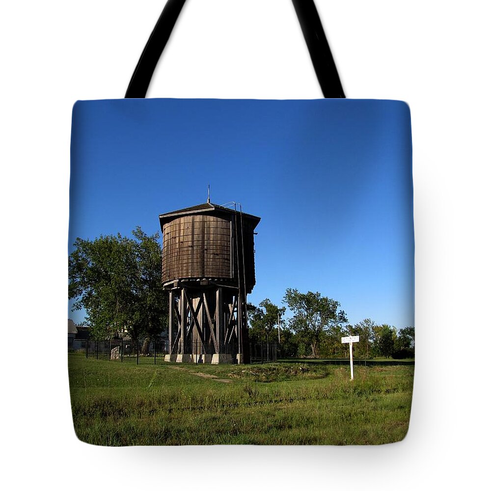 Railroad Tote Bag featuring the photograph Frisco Water Tower by Keith Stokes