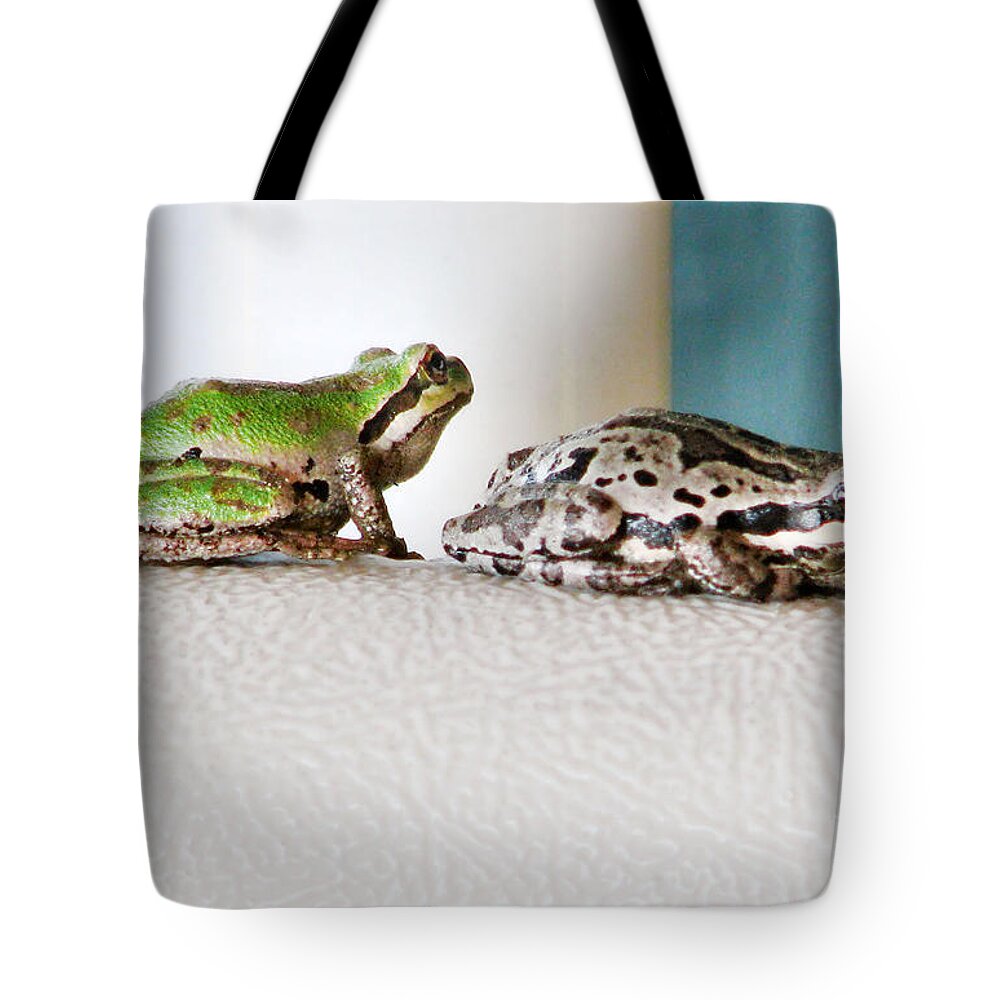 Frog Tote Bag featuring the photograph Frog Flatulence - A Case Study by Rory Siegel