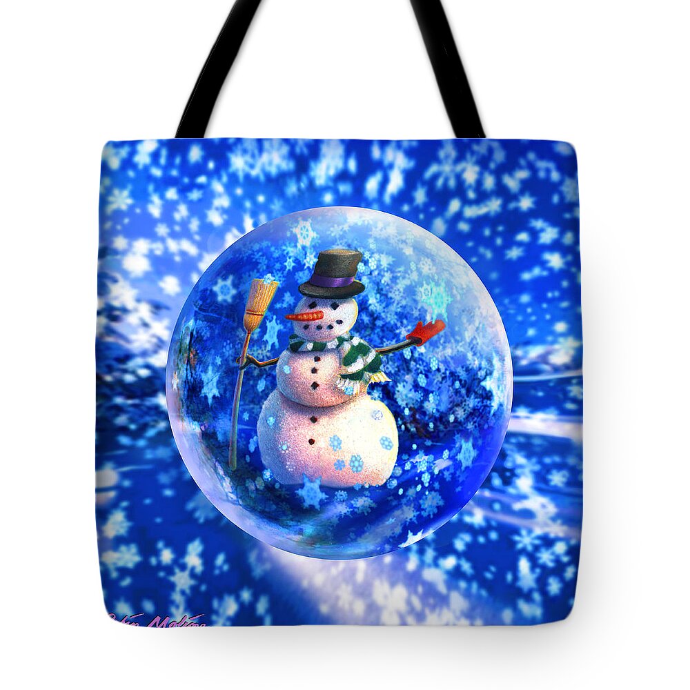 Snow Globe Tote Bag featuring the painting Frosty the Snowglobe by Robin Moline