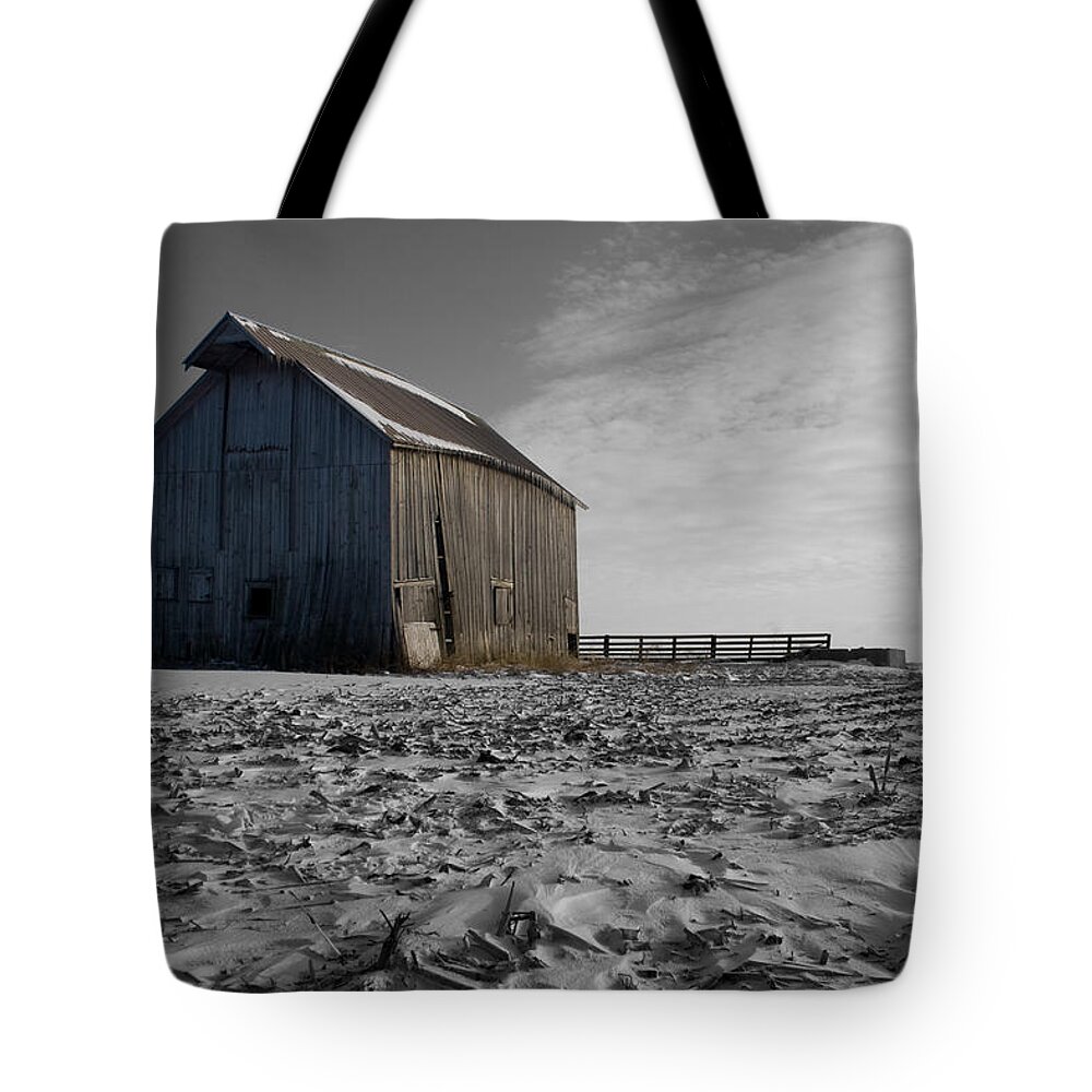 Unique Tote Bag featuring the photograph Frozen Barn by Dylan Punke