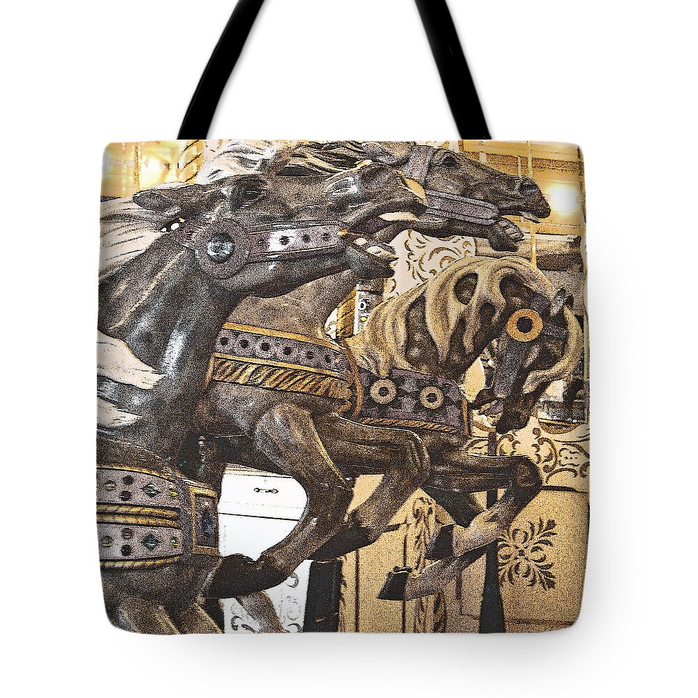 Merry-go-round Tote Bag featuring the photograph Frozen Gait I by Jani Freimann