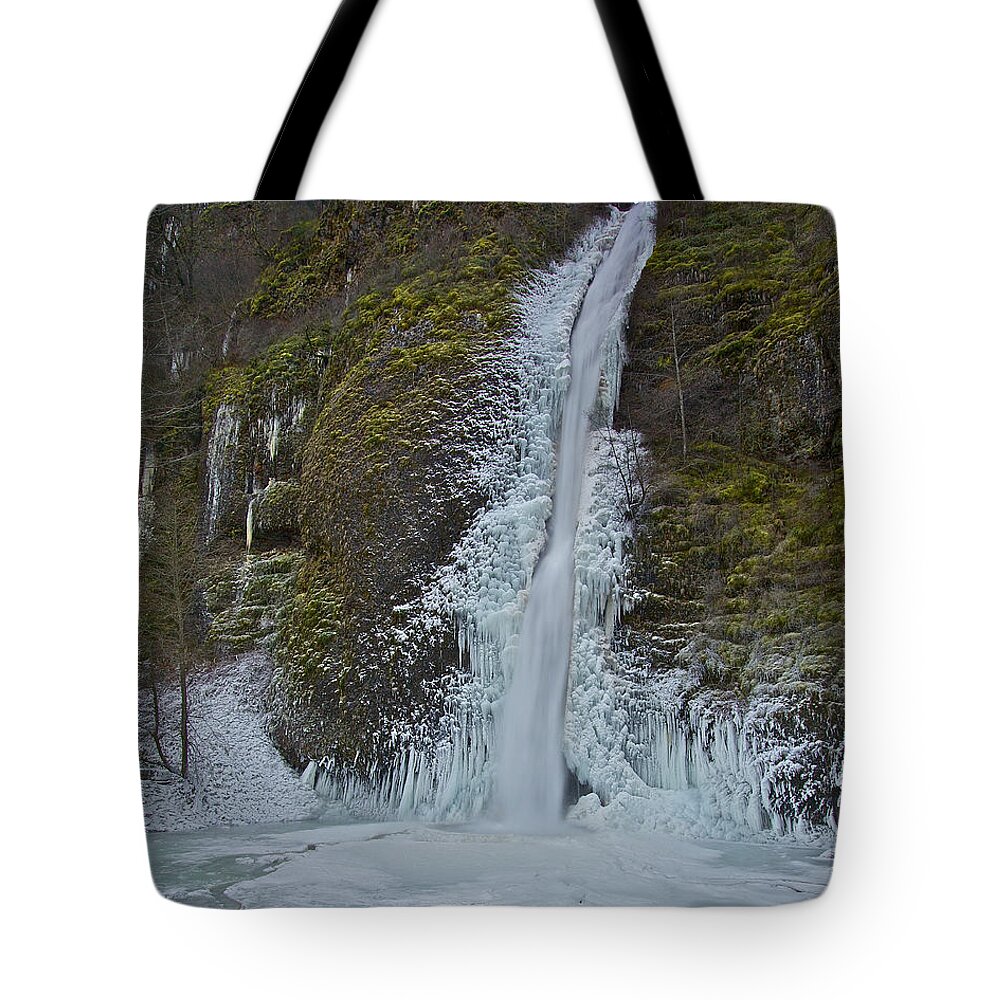 Horsetail Tote Bag featuring the photograph Frozen Horsetail Falls 120813a by Todd Kreuter