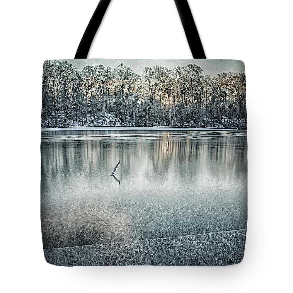 Scenics Tote Bag featuring the photograph Frozen Lake by Elisabeth Pollaert Smith