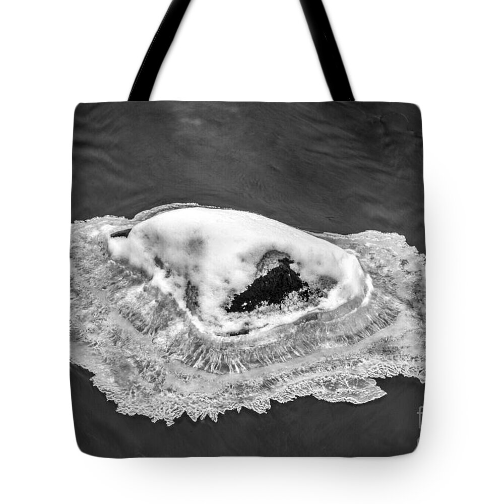 Freezing Tote Bag featuring the photograph Frozen Rock by Alana Ranney