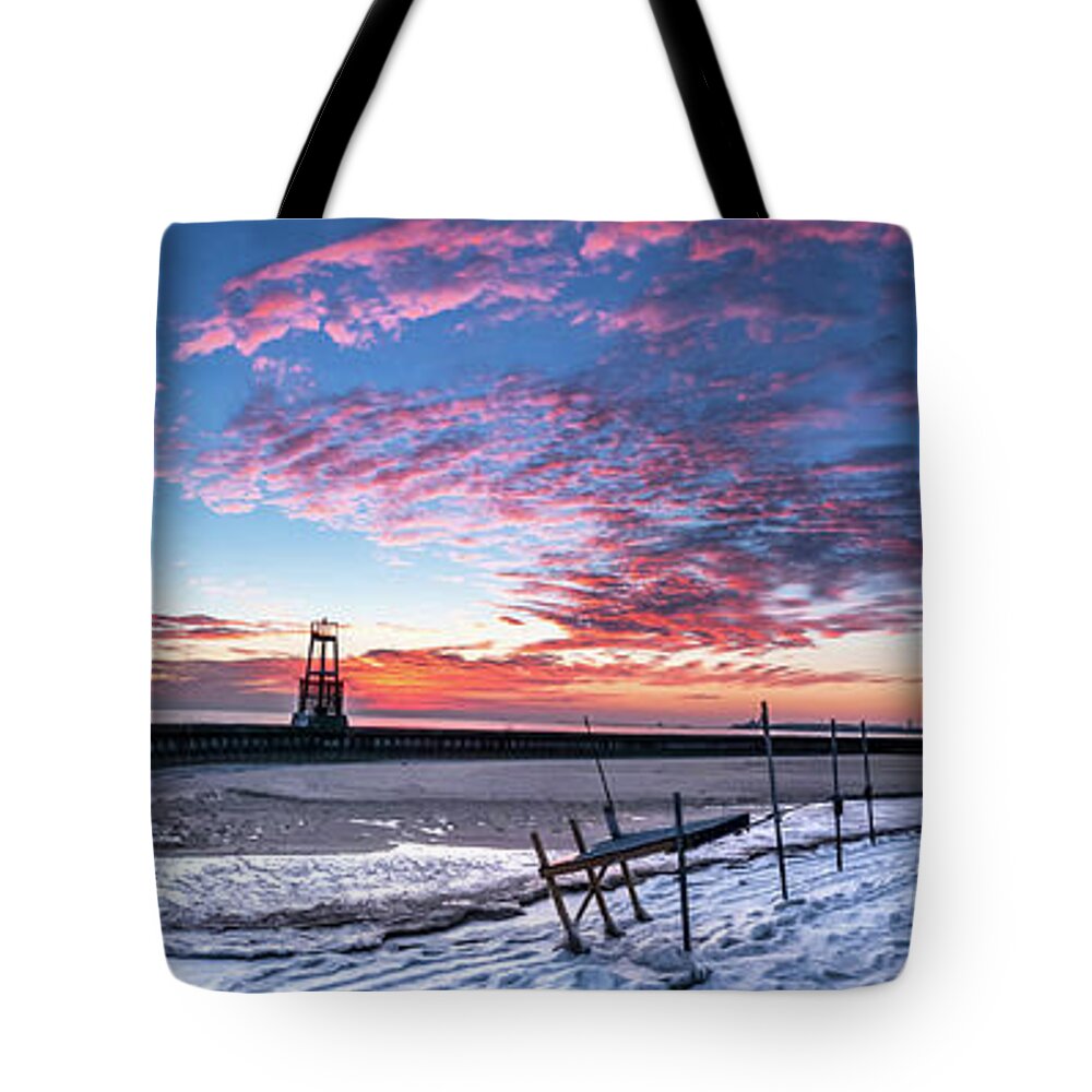 Panoramic Tote Bag featuring the photograph Frozen Sunrise by Matt Frankel