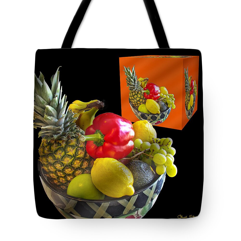 Fruit Bowl And Cube Tote Bag featuring the photograph Fruit Bowl and Cube by Chuck Staley