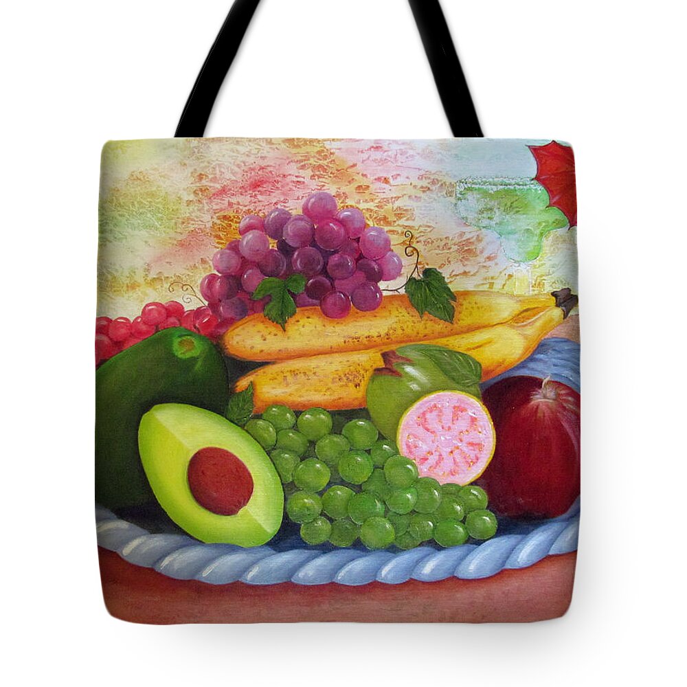 Aguacate Tote Bag featuring the painting Fruits Delight by Gloria E Barreto-Rodriguez