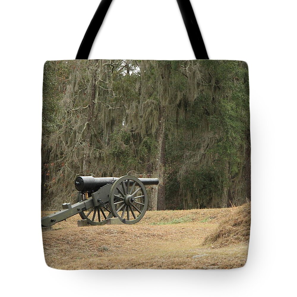 Fort Mcallister Tote Bag featuring the photograph Ft. McAllister Cannon 2 in color by Jonathan Harper