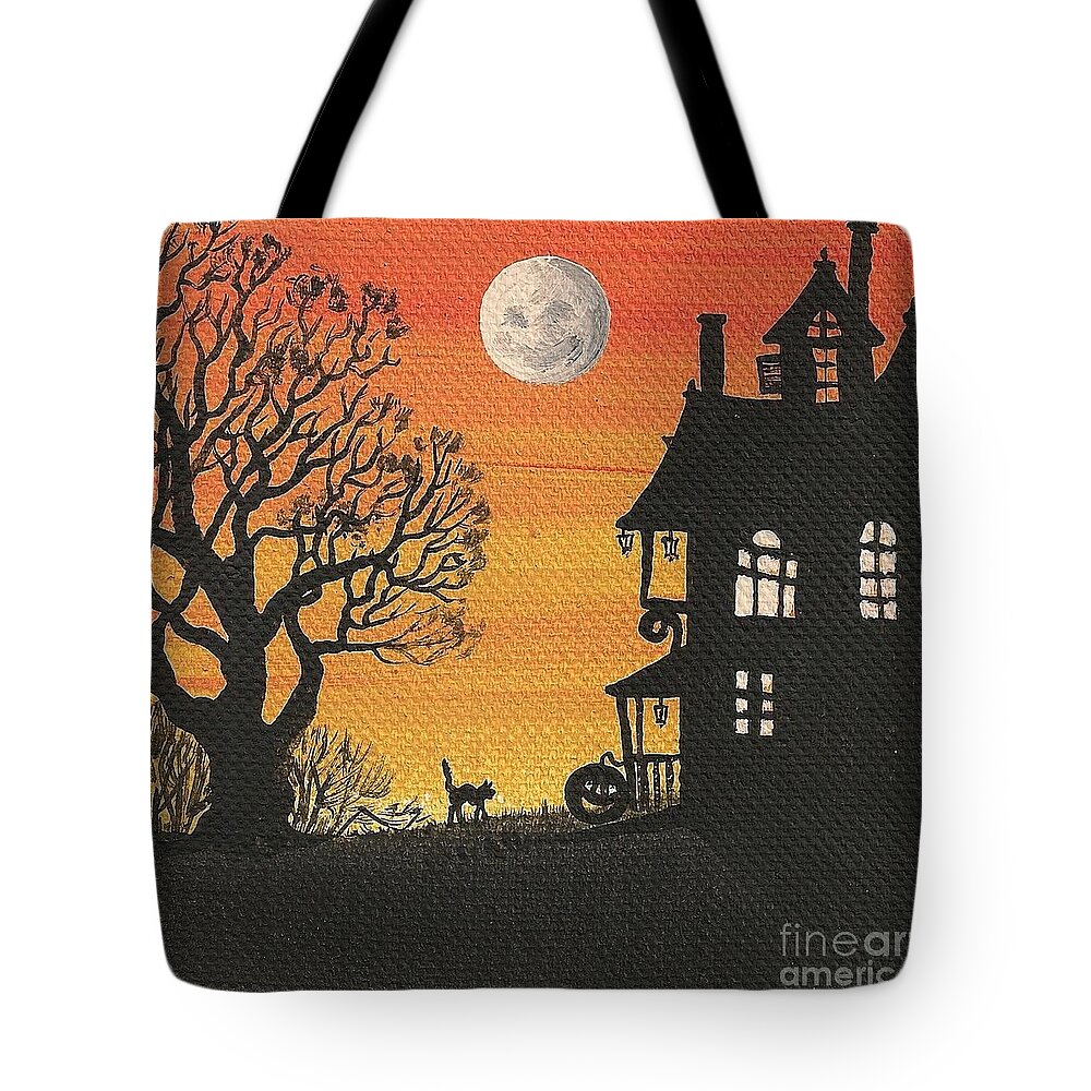 Print Tote Bag featuring the painting Full Moon by Margaryta Yermolayeva