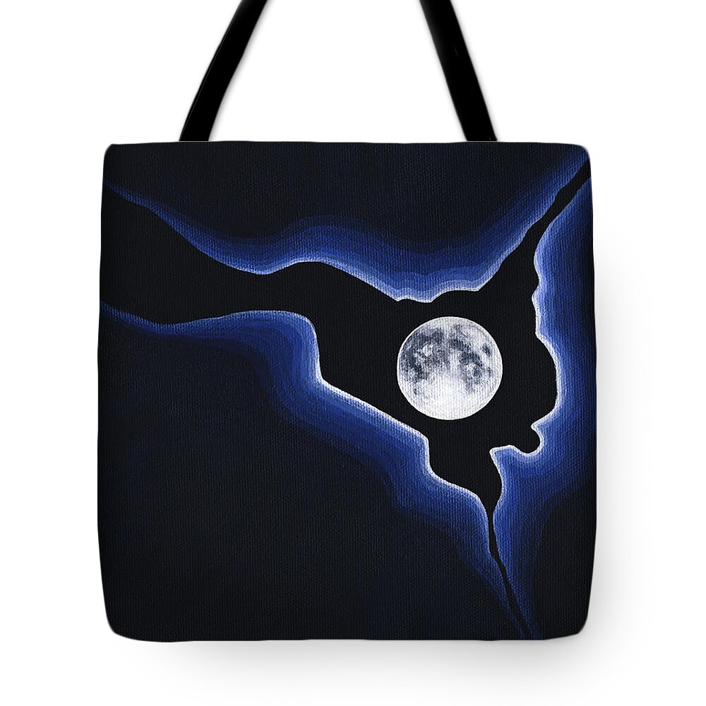 Moon Tote Bag featuring the painting Full Moon Silver Lining by Janice Dunbar