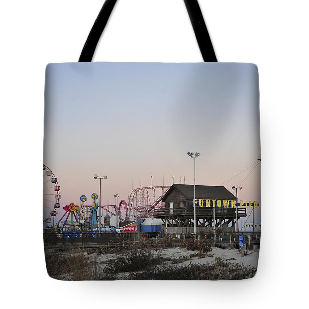 Funtown Pier Tote Bag featuring the photograph Fun at the Shore Seaside Park New Jersey by Terry DeLuco