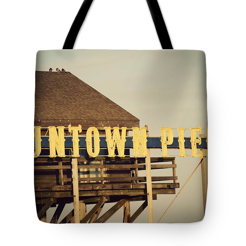 Funtown Pier Tote Bag featuring the photograph FUNTOWN Vintage by Terry DeLuco