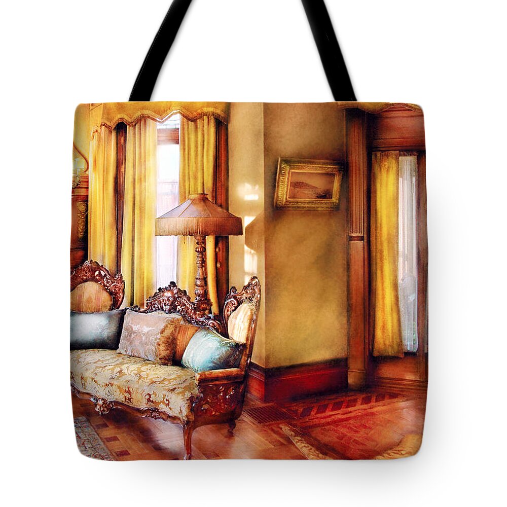 Savad Tote Bag featuring the photograph Furniture - Chair - The queens parlor by Mike Savad