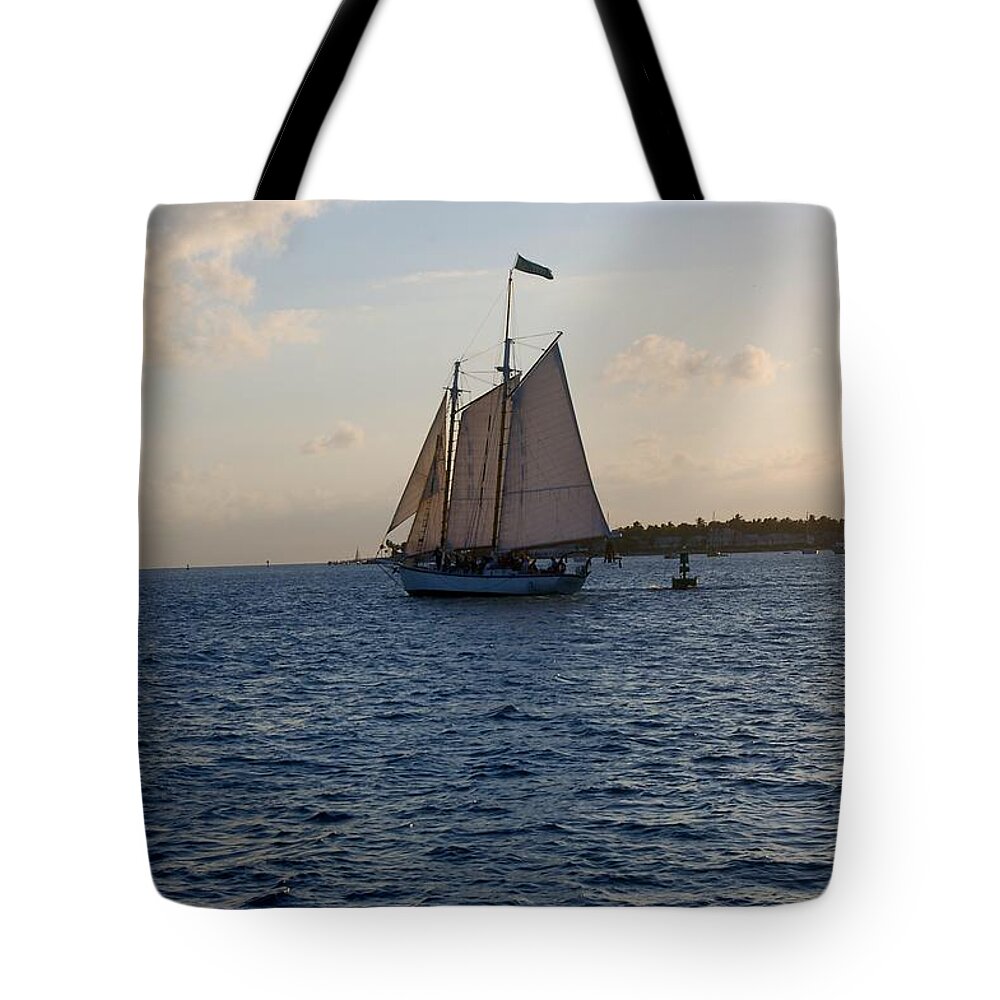 Sailboat Tote Bag featuring the photograph Gaffed Rigged Schooner by Christopher James