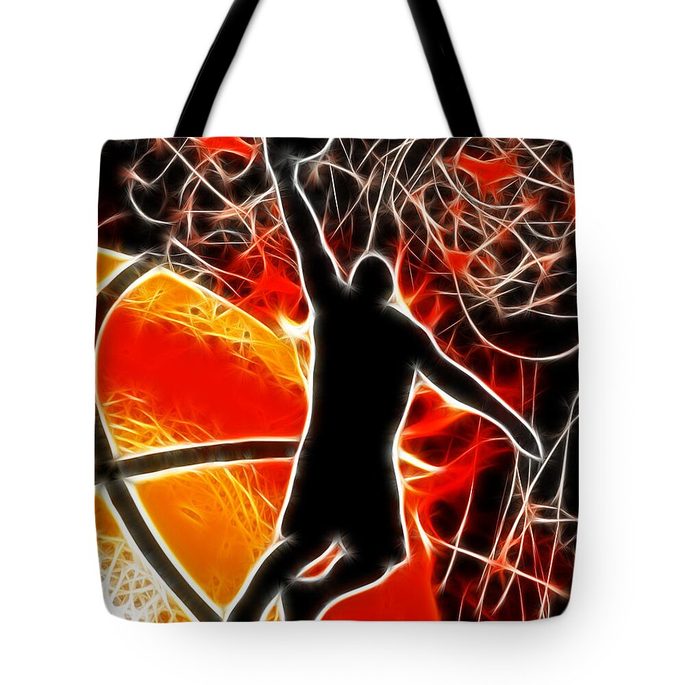 Basketball Tote Bag featuring the digital art Galactic Dunk by David G Paul