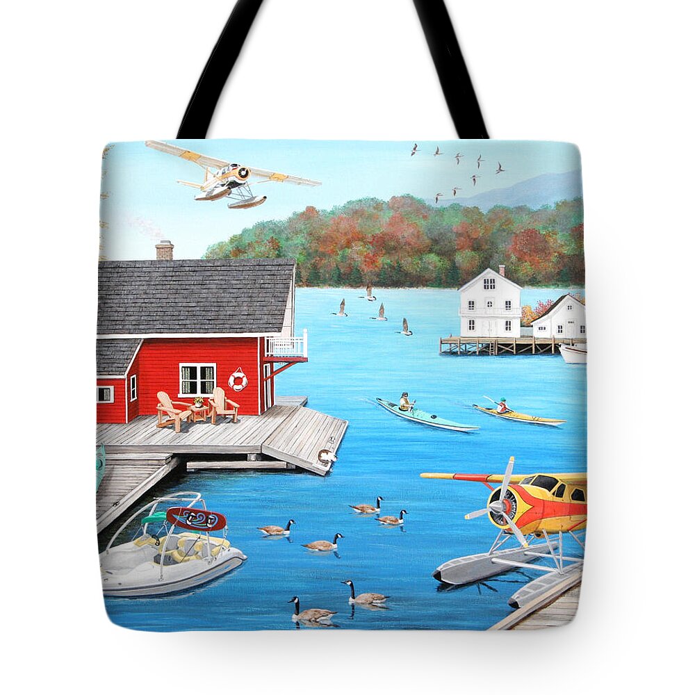 Naive Tote Bag featuring the painting Galloping Goose Lake by Wilfrido Limvalencia