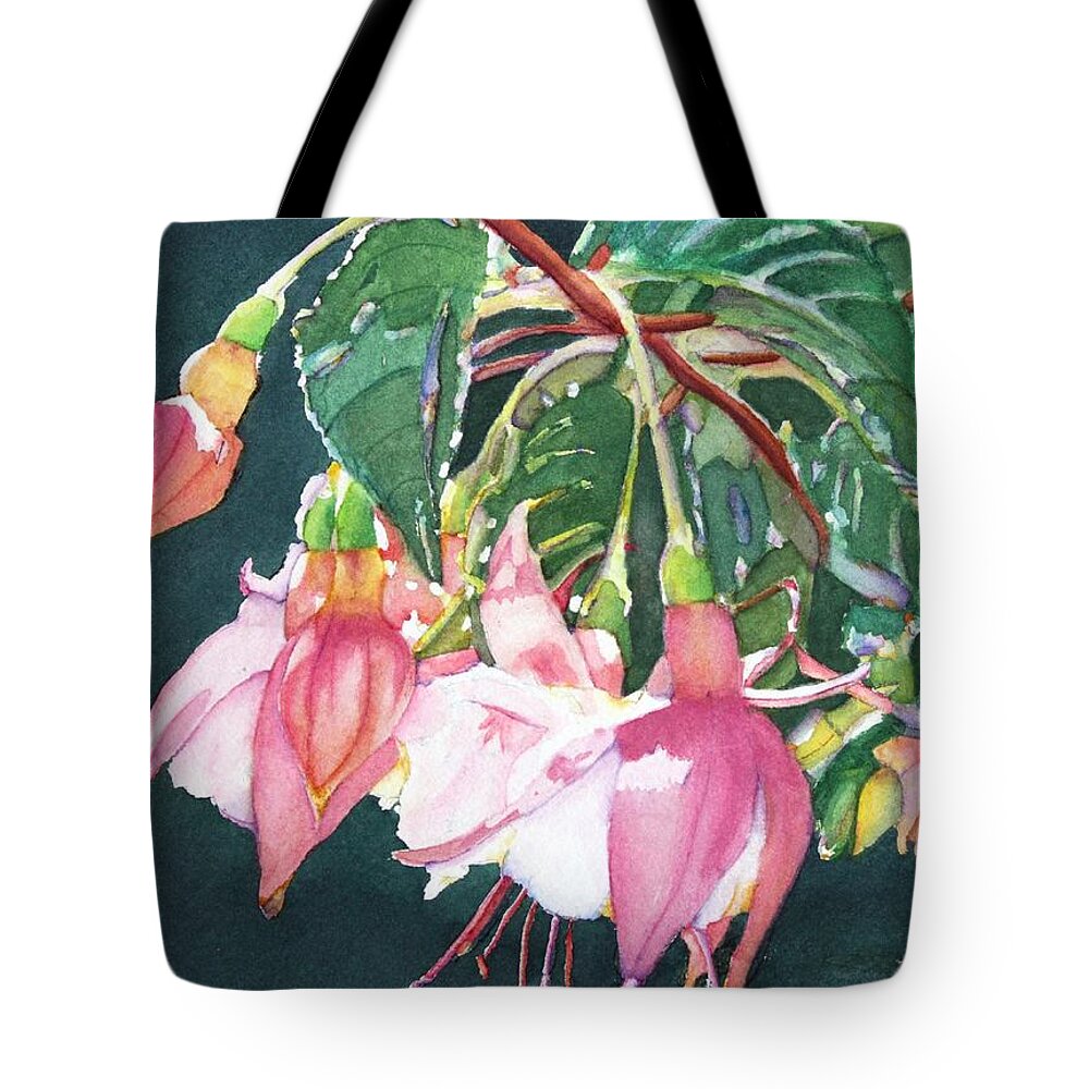 Fuschias Tote Bag featuring the painting Garden Ballerinas by Christiane Kingsley