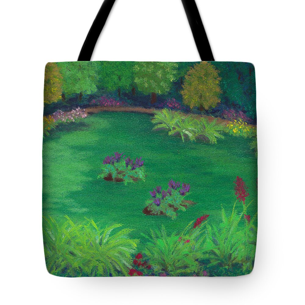 Landscape Tote Bag featuring the pastel Garden in the Woods by Anne Katzeff