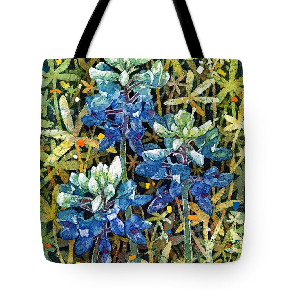 Bluebonnet Tote Bag featuring the painting Garden Jewels II by Hailey E Herrera