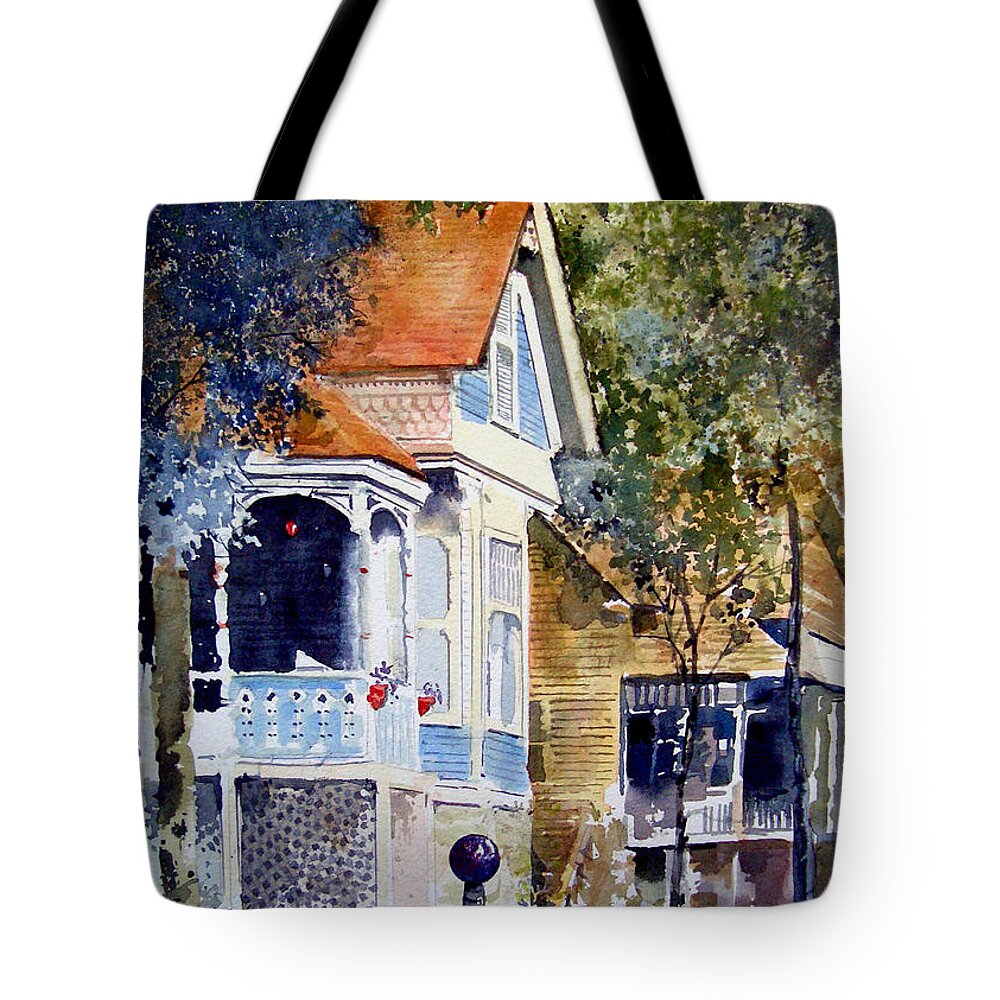 A Victorian House In Eureka Springs Tote Bag featuring the painting Garden Orb by Monte Toon