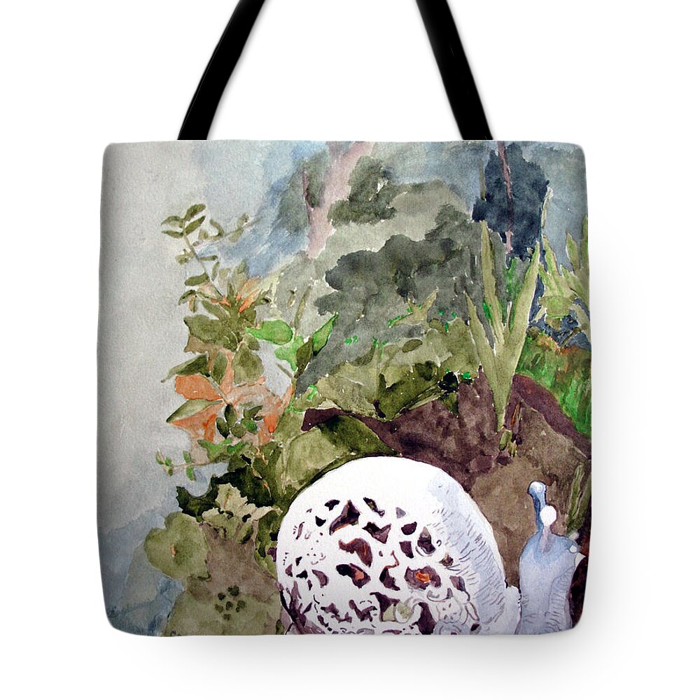 Snail Tote Bag featuring the painting Garden Snail by Sandy McIntire