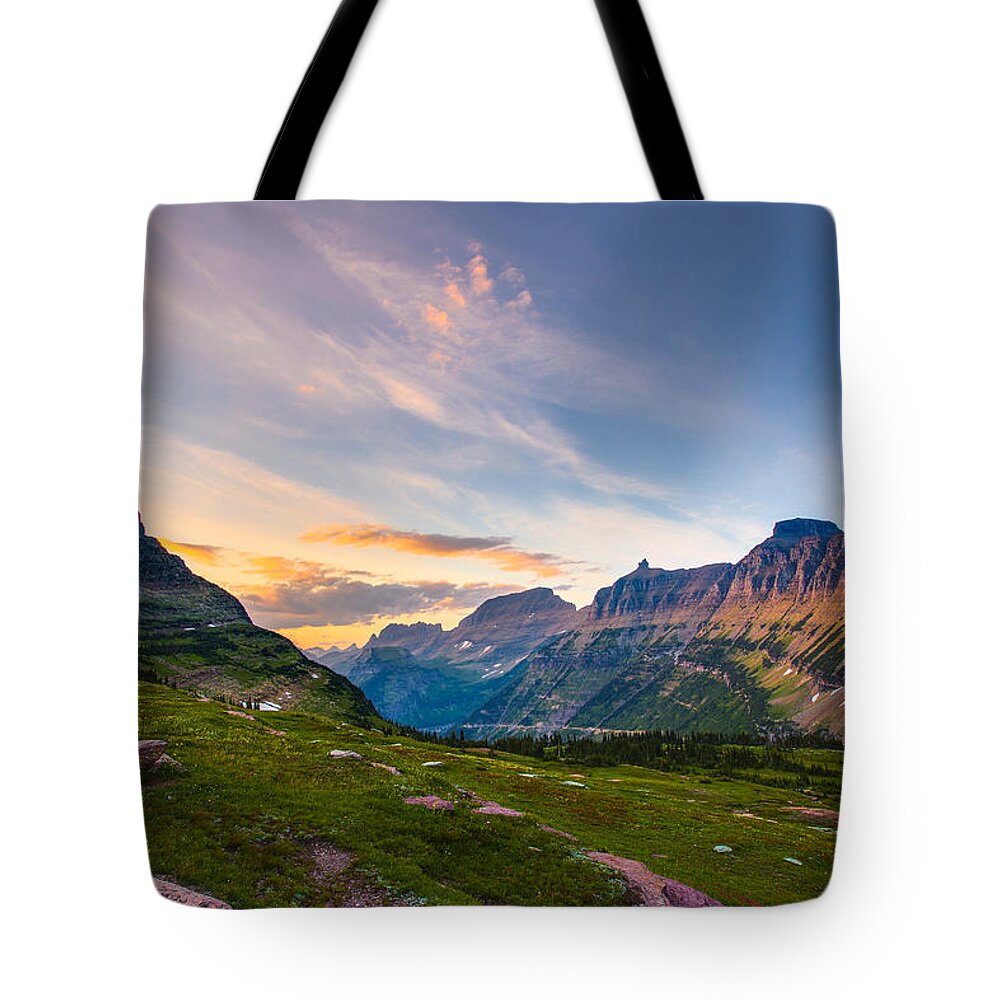 Glacier National Park Tote Bag featuring the photograph Garden Wall Sunset by Adam Mateo Fierro