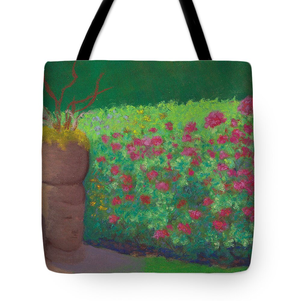 Garden Tote Bag featuring the pastel Garden Welcoming by Anne Katzeff