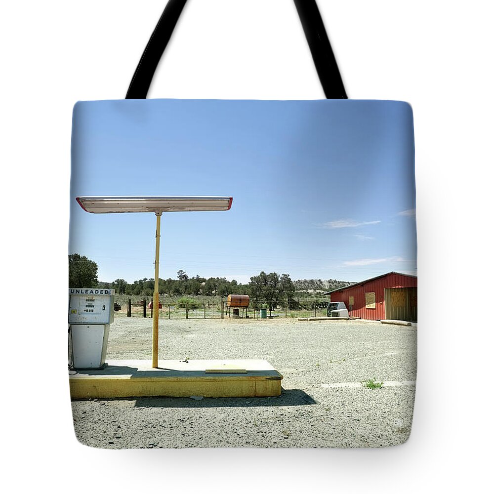 New Mexico Tote Bag featuring the photograph Gas Station by Amygdala imagery