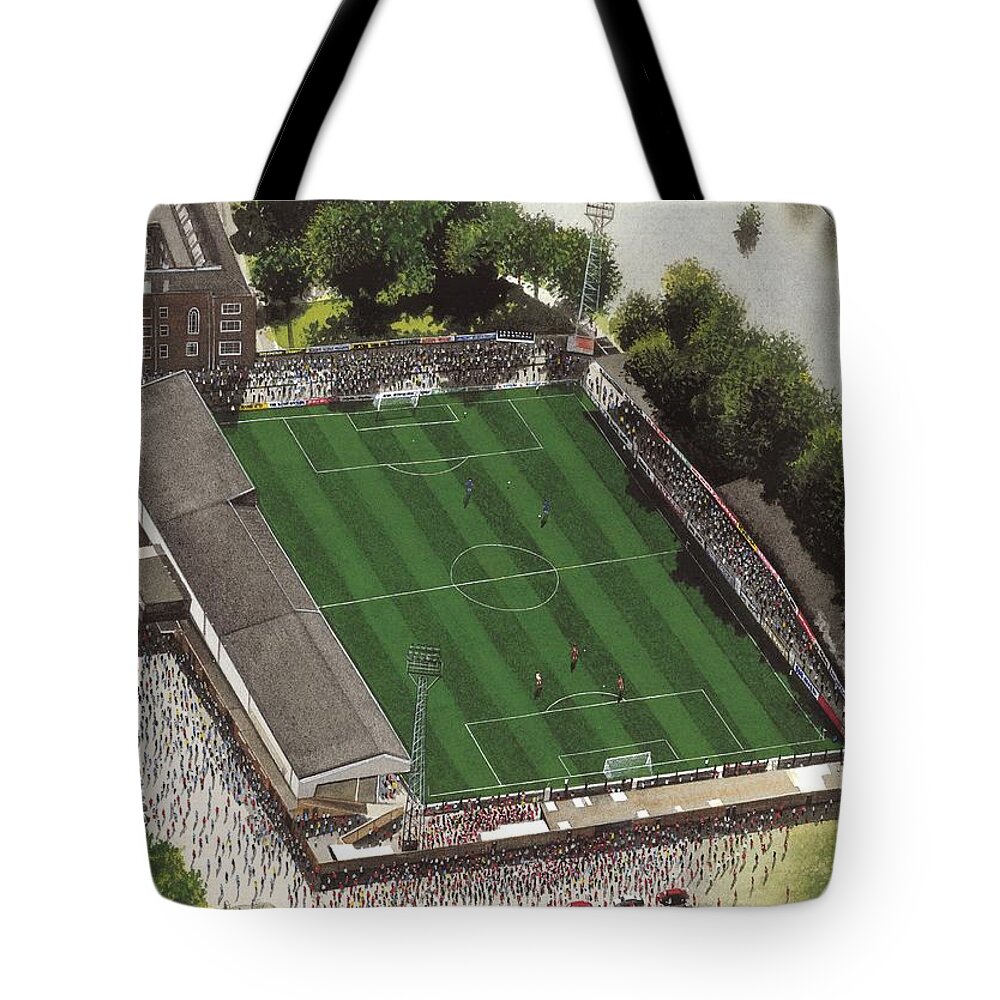 Art Tote Bag featuring the painting Gay Meadow - Shrewsbury Town by Kevin Fletcher