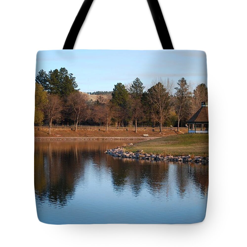 Dakota Tote Bag featuring the photograph Gazebo at Canyon Lake by Greni Graph