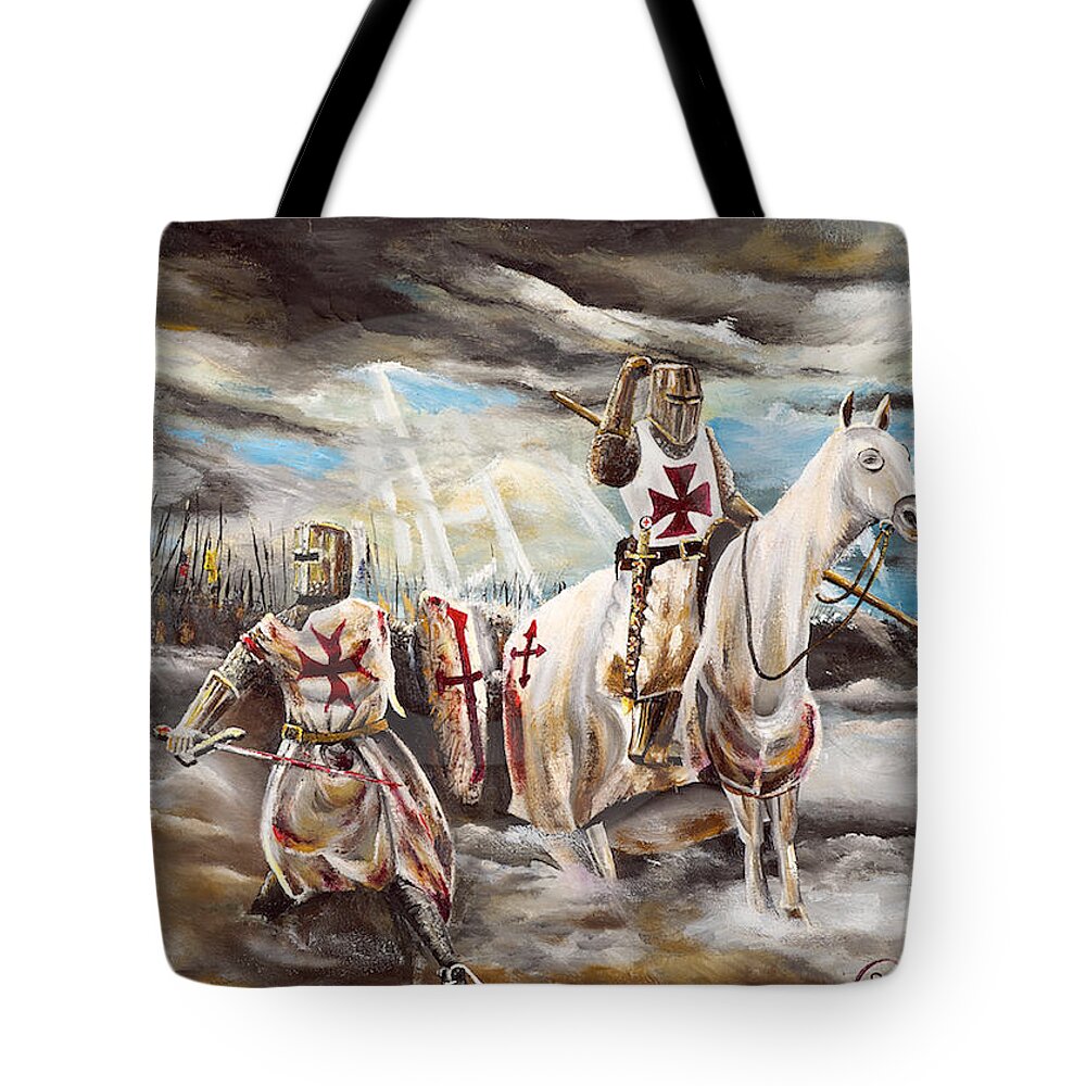 Armour Tote Bag featuring the painting GBH God Blood Honour by John Palliser