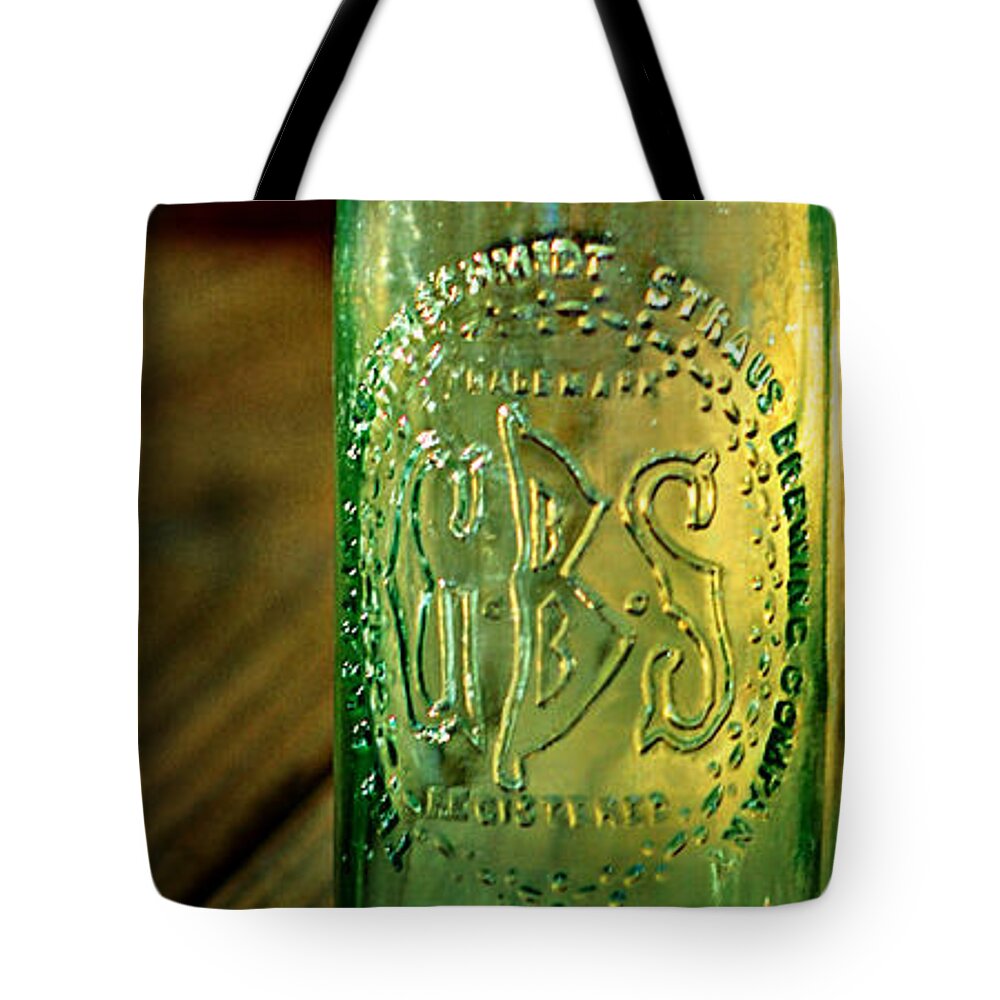 Gbs Tote Bag featuring the photograph GBS Aqua Beer Bottle by Rebecca Sherman
