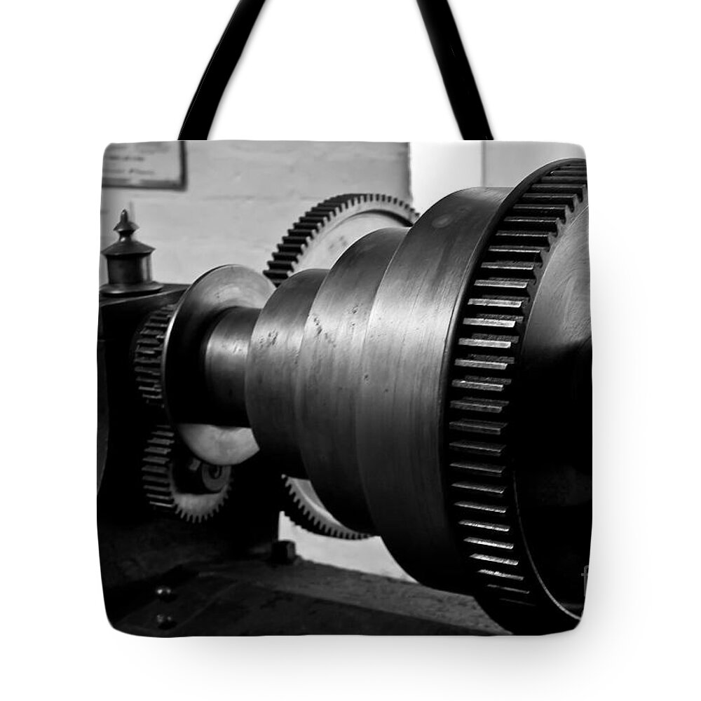 Metal Tote Bag featuring the photograph Gears and Pulleys by Beth Phifer