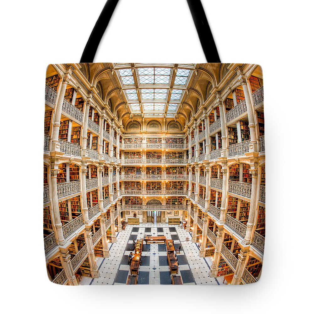 Clarence Holmes Tote Bag featuring the photograph George Peabody Library III by Clarence Holmes