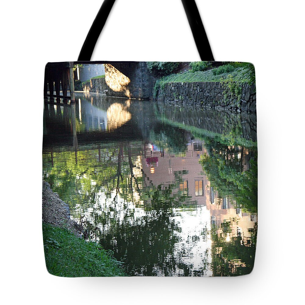 C Tote Bag featuring the photograph Georgetown Canal Reflections by Cora Wandel